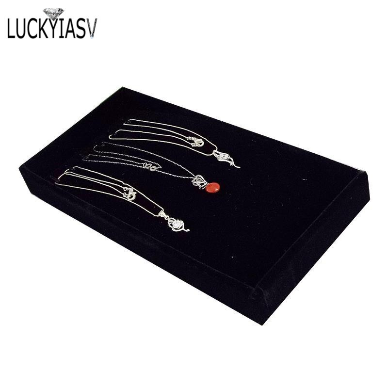 Necklace Display Tray for Pendant Chain Storage Box 11*22cm Jewellery Colliers Organizer Box: Black Necklace Tray