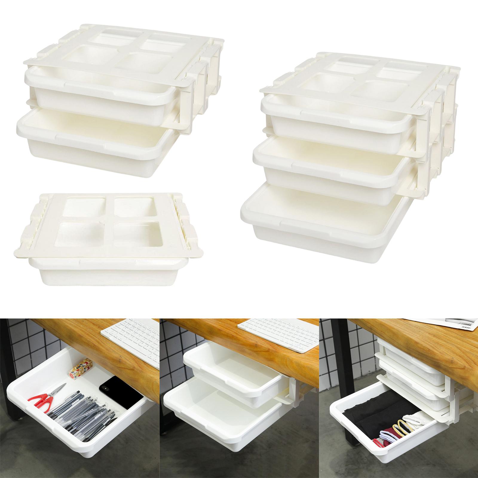Hidden Under Desk Drawer Space Saving Large Capacity Attachable Drawer Pull-Out Drawer for School Office Study Room Kitchen Home