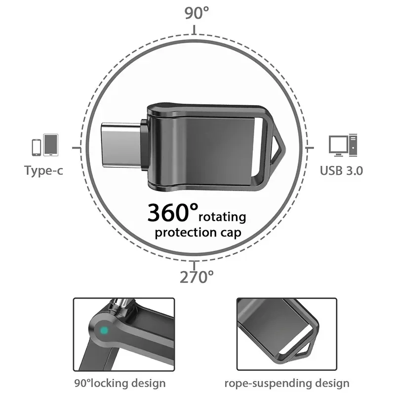 Xiaomi Metal Flash Drive USB 3.2 2TB High Speed Transfer Type-C Interface Dual-Use Flash Memory Stick For Mobile Phone Computer