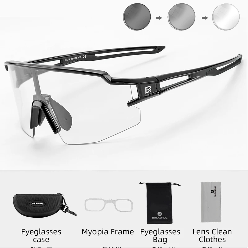 ROCKBROS Fietsbril Meekleurende Gepolariseerde Lens Fietsbril UV400 Bescherming Brillen Zonnebril MTB Road Fietsbril: Blauw