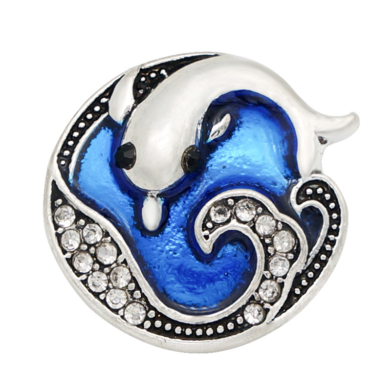 Blauw Stijl Fish Zeester Mermaid Conch Dolfijn 18Mm Snap Knoppen Fit Diy 18Mm Snap Armband Snap Sieraden Kerst: Donker Goud