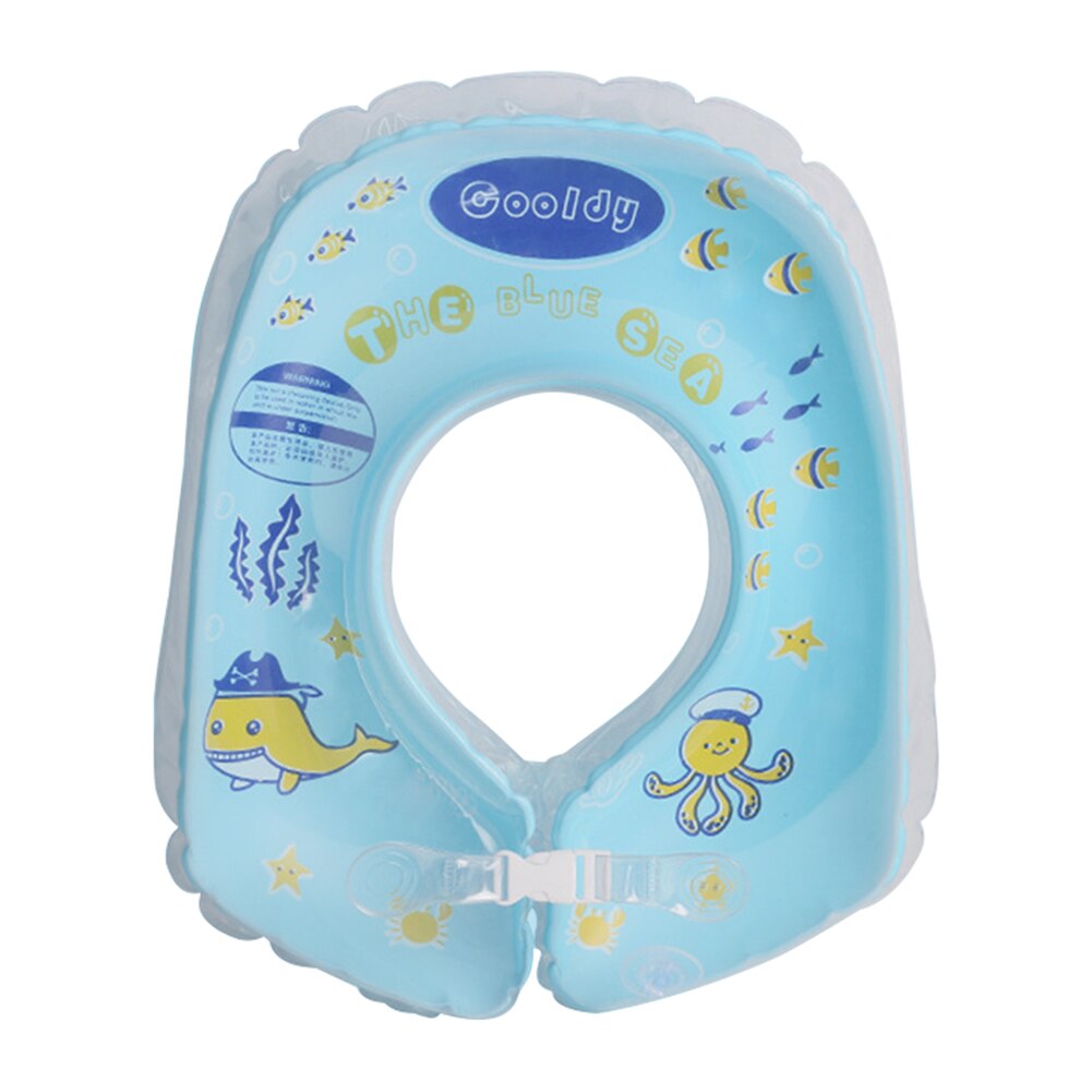 Anillo flotador inflable con estampado de dibujos animados para bebidas, bolsa de aire en capas para verano: Azul