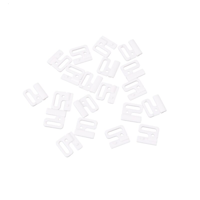 10 x plastic rechthoekige haakjes en sluitingen voor het naaien van een badpak, bh en bikini: 14mm / Wit
