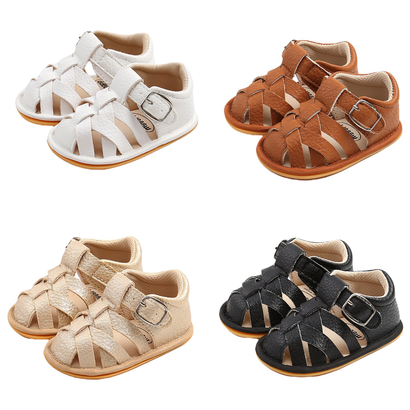Baby Pu Leer Peuter Sandalen Kleine Kinderen Effen Kleur Zachte Zool Anti-Slip Sport Schoenen 0-18Months Baby Sandalen voor Meisje