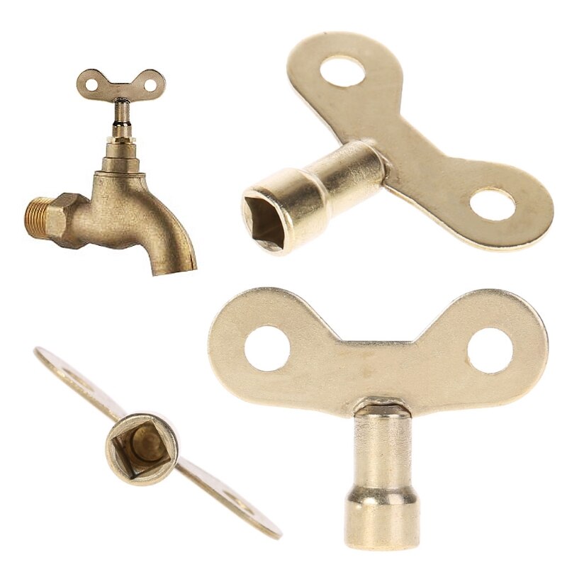 Llave de latón cuadrada para radiador, llave de purga para fontanería, llave de agua sólida para válvula de aire, herramienta de fontanería, núcleo de agujero de 6mm, 1 pieza