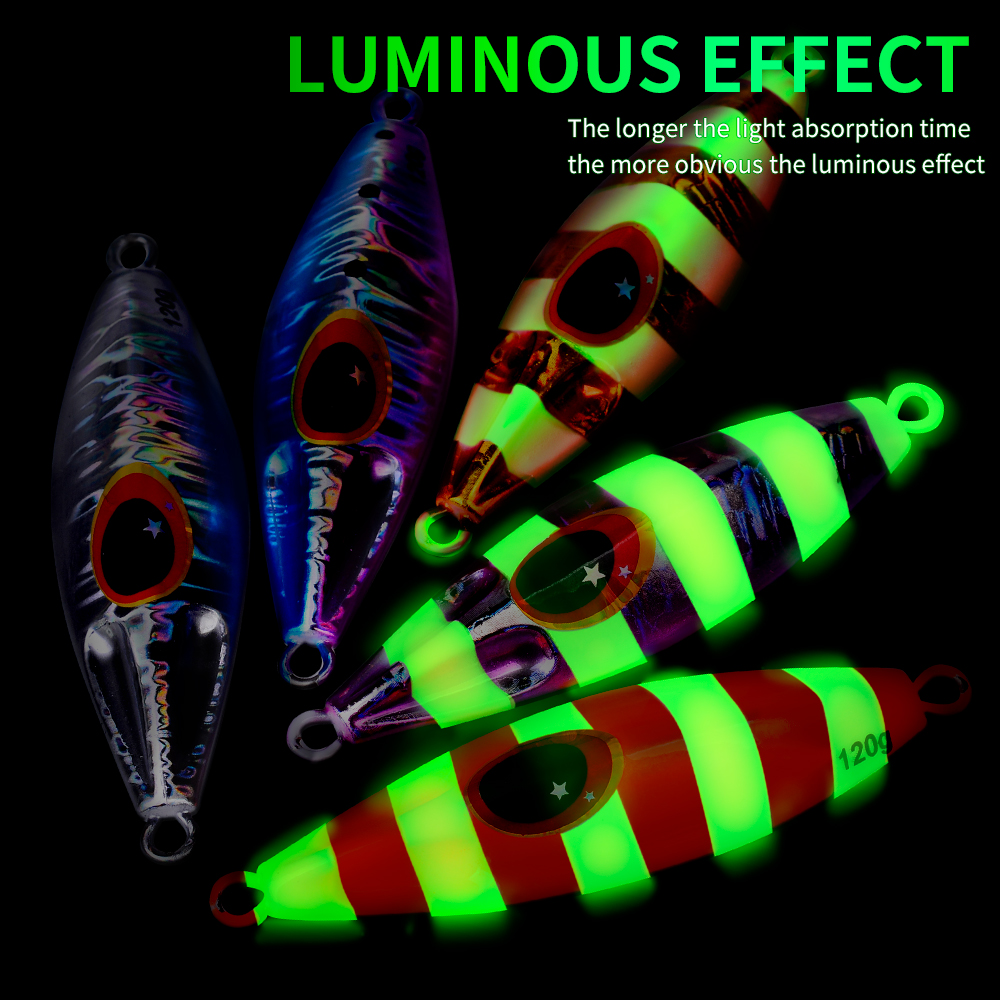 Proberos 1pc glödande metalljiggfiskebete, bioniskt havsbete med realistisk aktion, hållbar långsam jigg för nattliga fångster