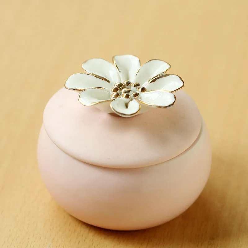 Velas aromáticas de flor de cerezo de soja de lujo, decoración de tarro de fragancia de cerámica de flores pintadas a mano Ins de estilo europeo: rainbow