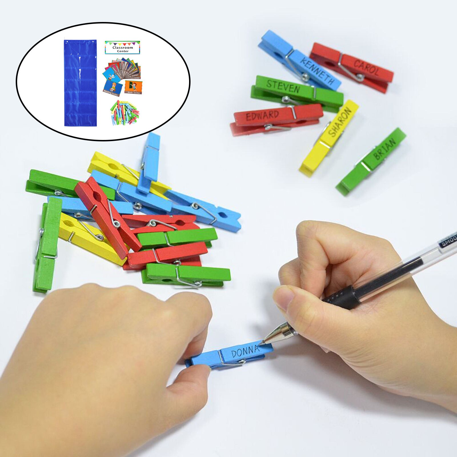 Management Pocket Chart 12 Subject Cards Table Durable Material Assigned Student Behavior for School Kindergarten Wall Newspaper