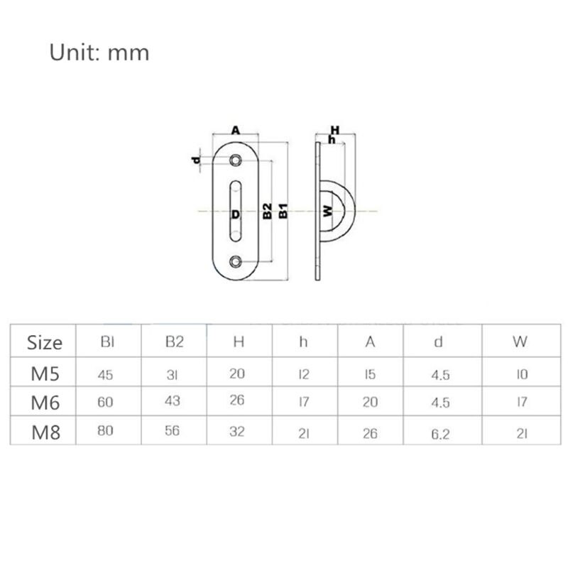 304 Stainless Steel Oval Pad Eye Plate Marine Hardware Staple Ring Hook Loop U-shaped Marine Rigging Boat Deck Accessories