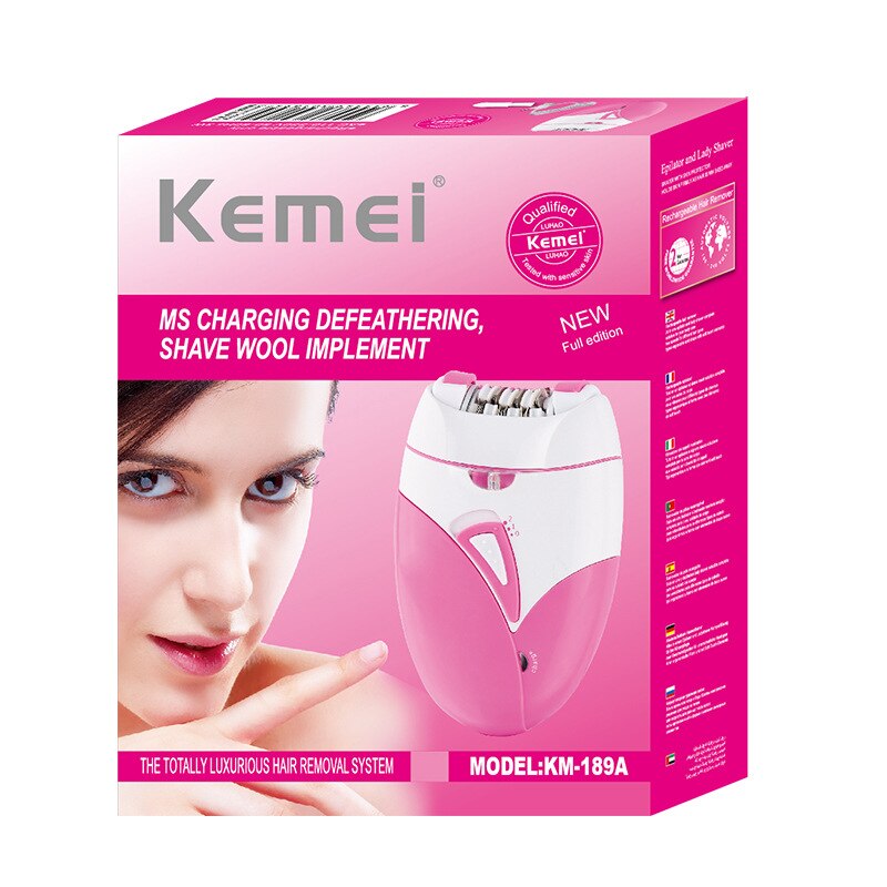 Kemei woman& #39 ;s epilator hårfjerningsmaskine dame smertefri barbering usb charge trimmer hårfjerning til ansigt krop  d41: Med kasse