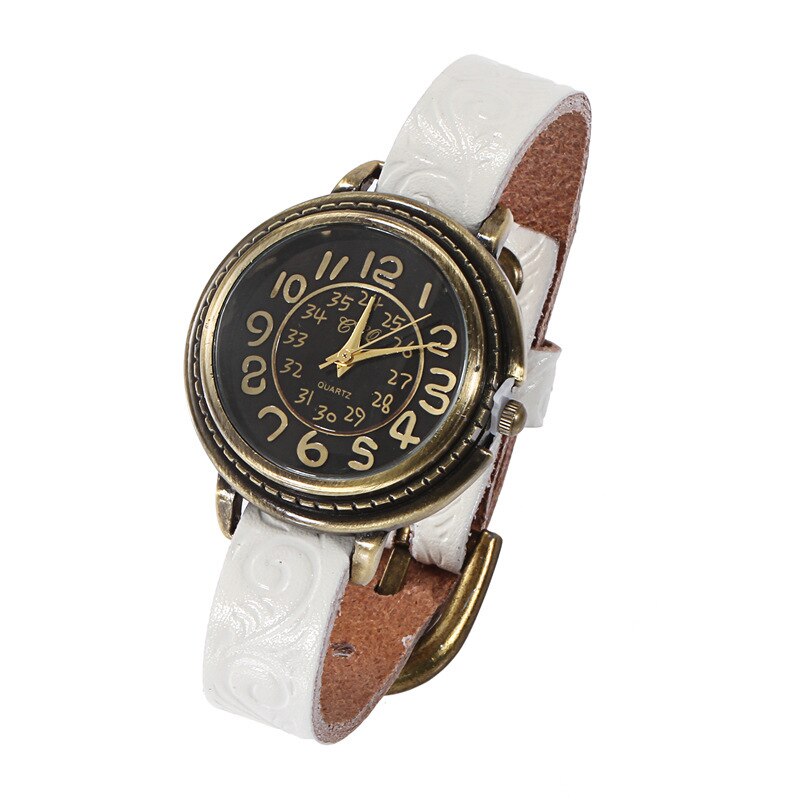 Reloj Vintage para mujer, reloj de cuarzo, pulsera de cuero PU, reloj de pulsera antiguo, relojes analógicos informales, reloj de mujer: G