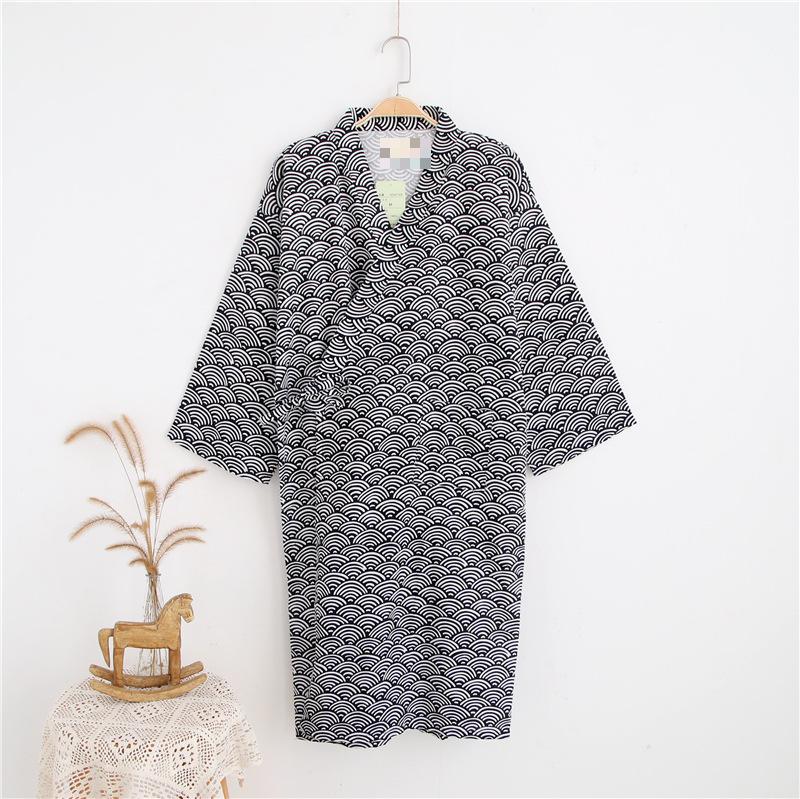 100%  bomull uformelle sovekåper mann kimono sommer komfortable yukata hjemmekåper mann hjemme klær til mann: Stil 1 / L