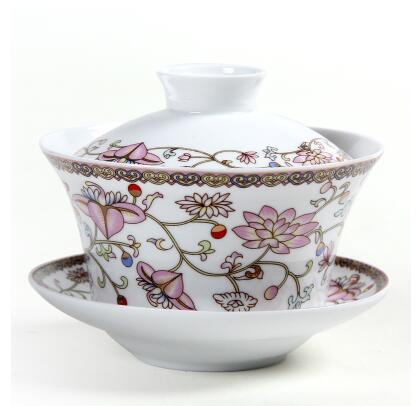 Large Blue and White Porcelain Gaiwan 250ml Ceramic Cover Bowl Jingdezhen Sancai Bowl Respect Tea Bowl Chinese Tea Set: 7