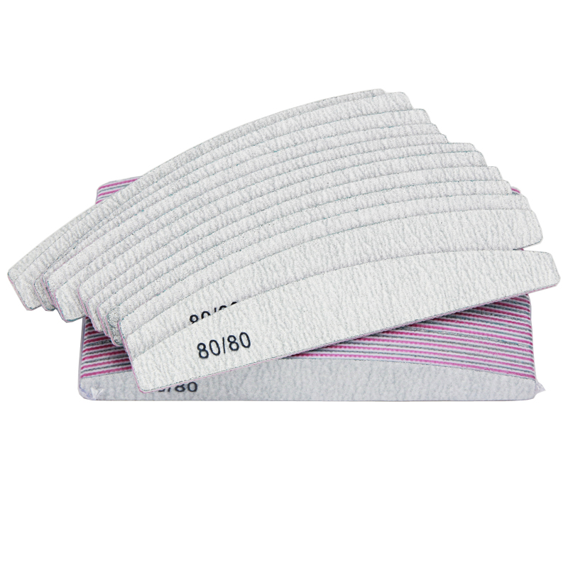 50 stk/parti zebra curve neglefile grå lixa de unha 80/80 korn buffer blok uv gel polering pedicure værktøj negle tilbehør