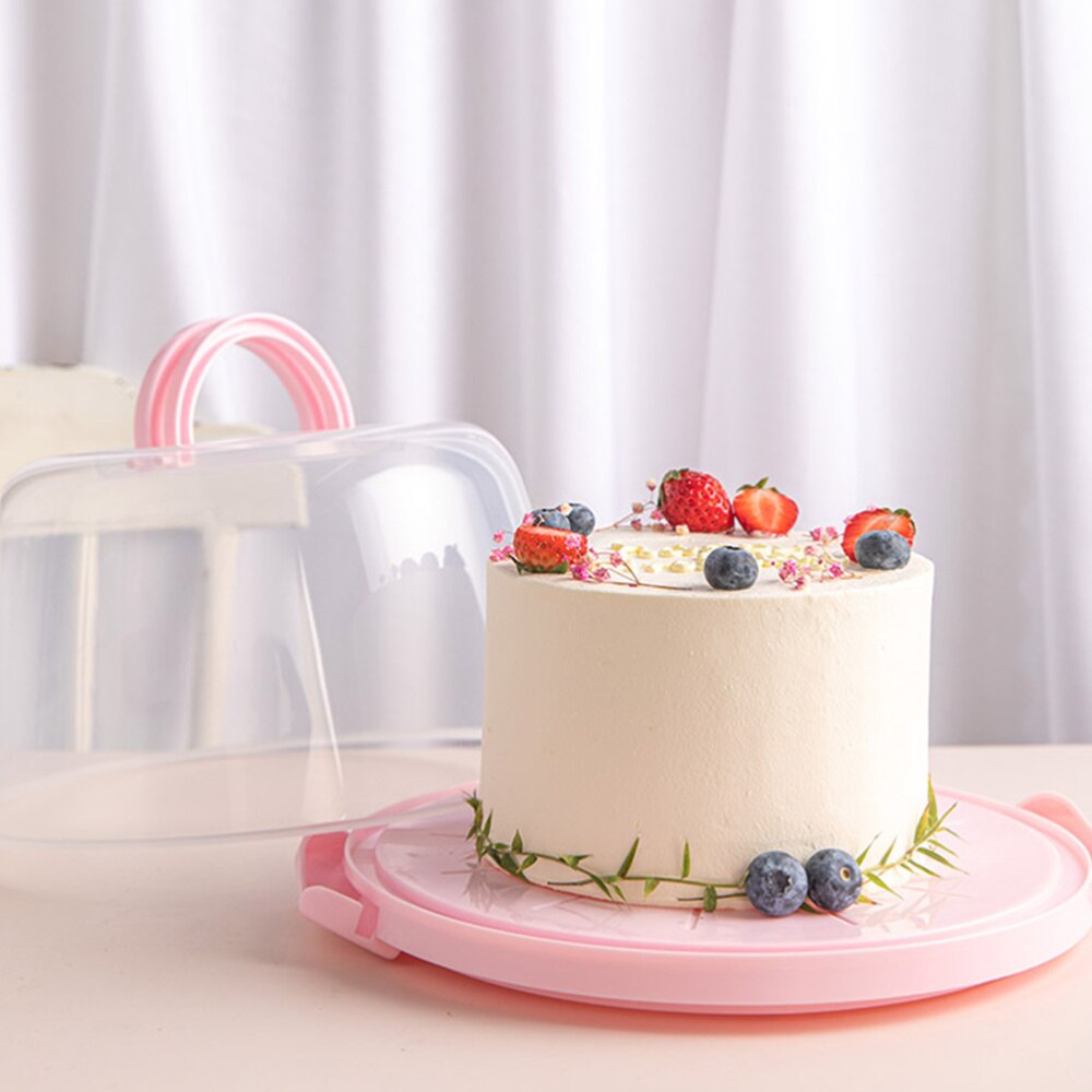 8 Inch Taartdoos Draagbare Handheld Cake Verpakking Voedsel Storage Case Verse Houden Container Met Deksel (Roze)