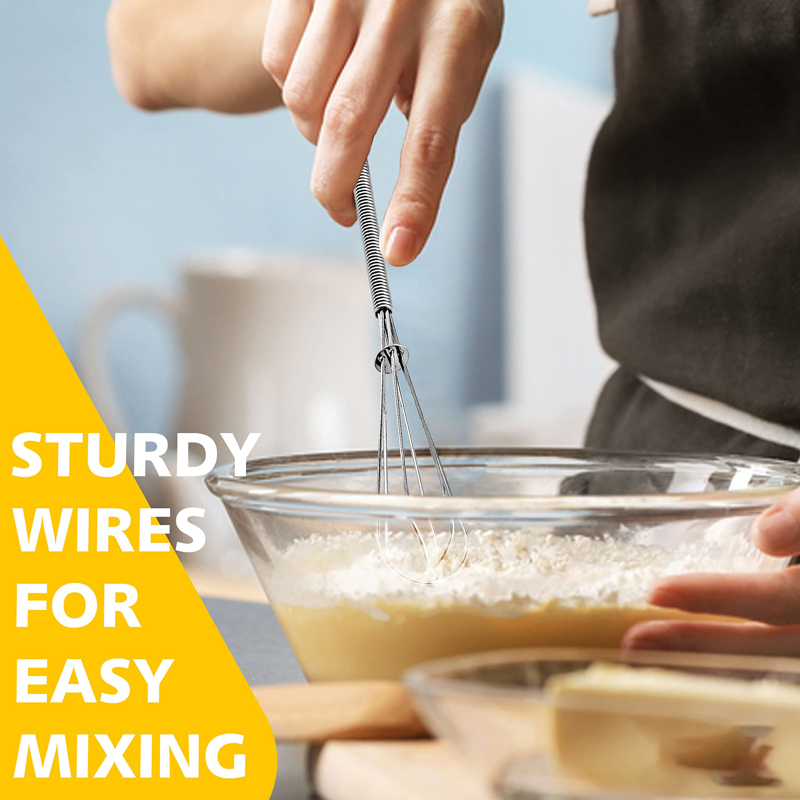 Leeseph vispar , 5in 7in 8in minivisp och äggvisp i rostfritt stål för matlagning, mixning, visping och omrörning