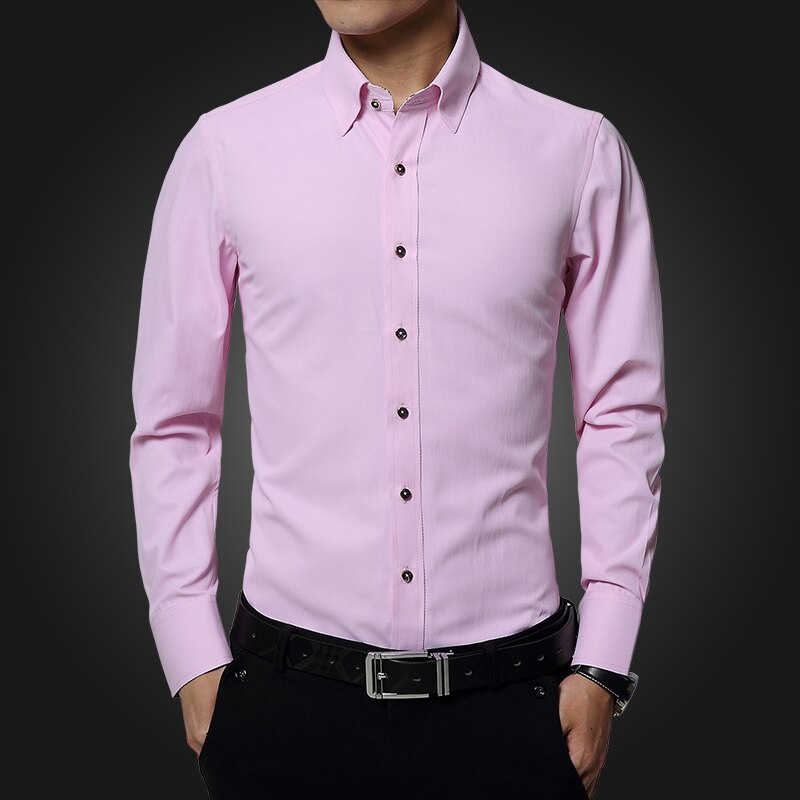 Men&#39;s Luxury Cuff Flower Printed Shirt Regular-fit Wedding Long Sleeve White Pink Tuxedo Shirts 4XL 5XL