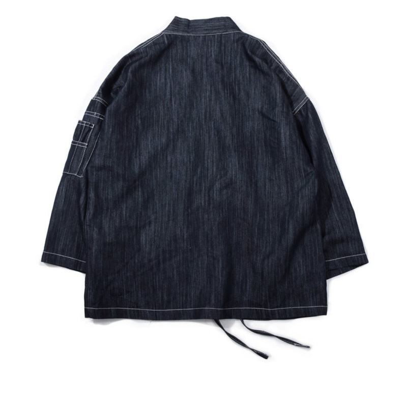 Chaqueta Kimono japonesa para hombre, cárdigan vaquero a la , cortavientos, estilo Harajuku con bordado, talla grande, #4204