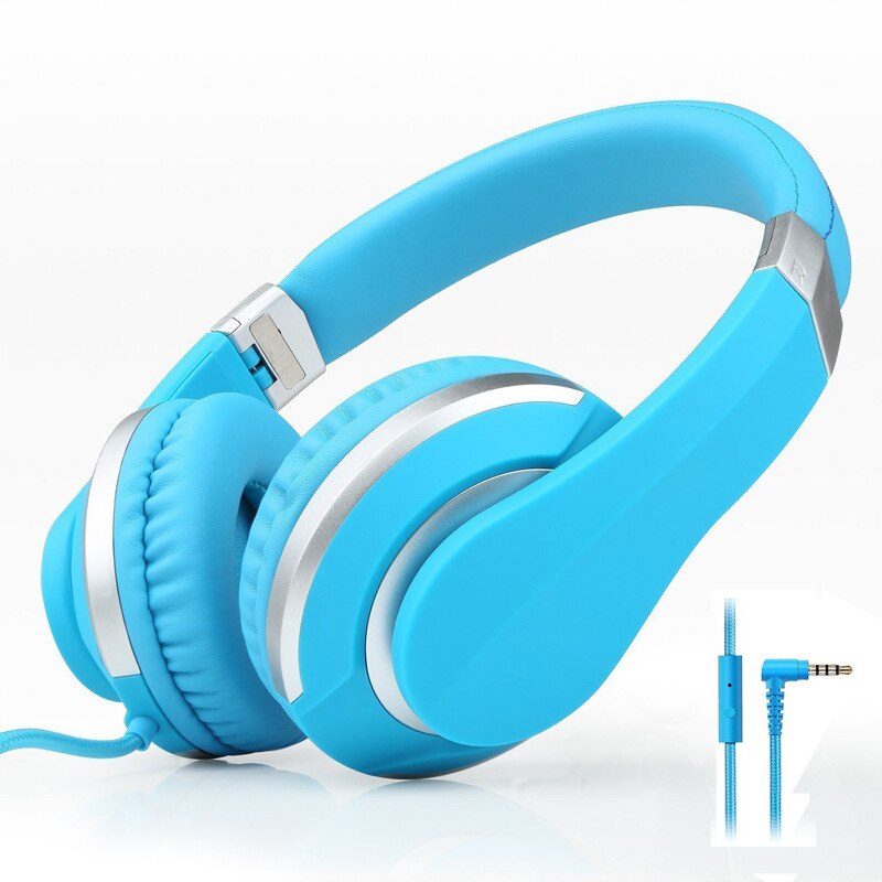 Foovdo hd sound bekabelde hoofdtelefoon 3.5mm kabelheadsets bas hifi geluid muziek stereo oortelefoon oproepheadset pc game muziek: Blauw