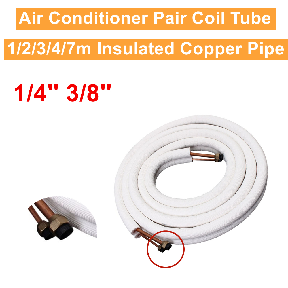 Tuyau isolé en cuivre pour climatiseur, 1/2/3/4/7m, 1/4 &quot;, 3/8&quot;