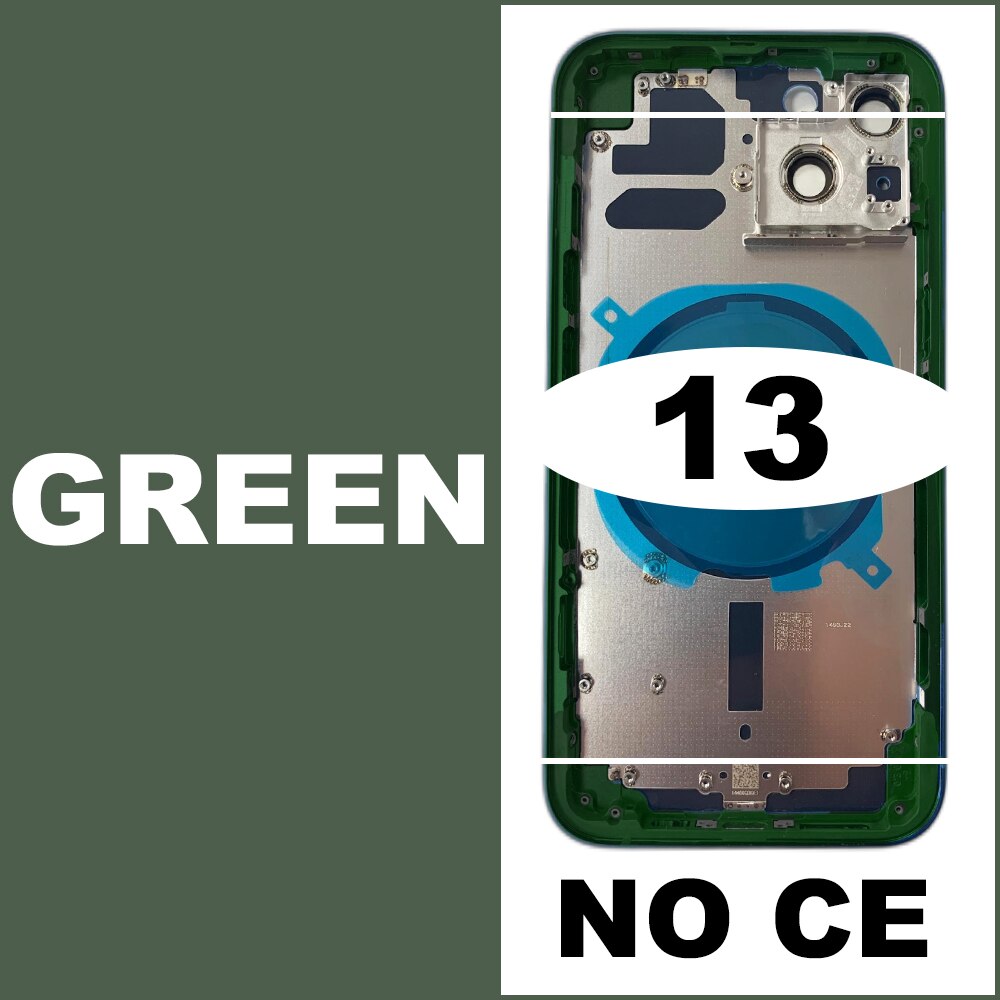 Housing For iPhone 13 Battery Back Cover + Middle Chassis Frame + SIM Tray + Side Key Parts For iPhone 12: 13-Green - NO CE