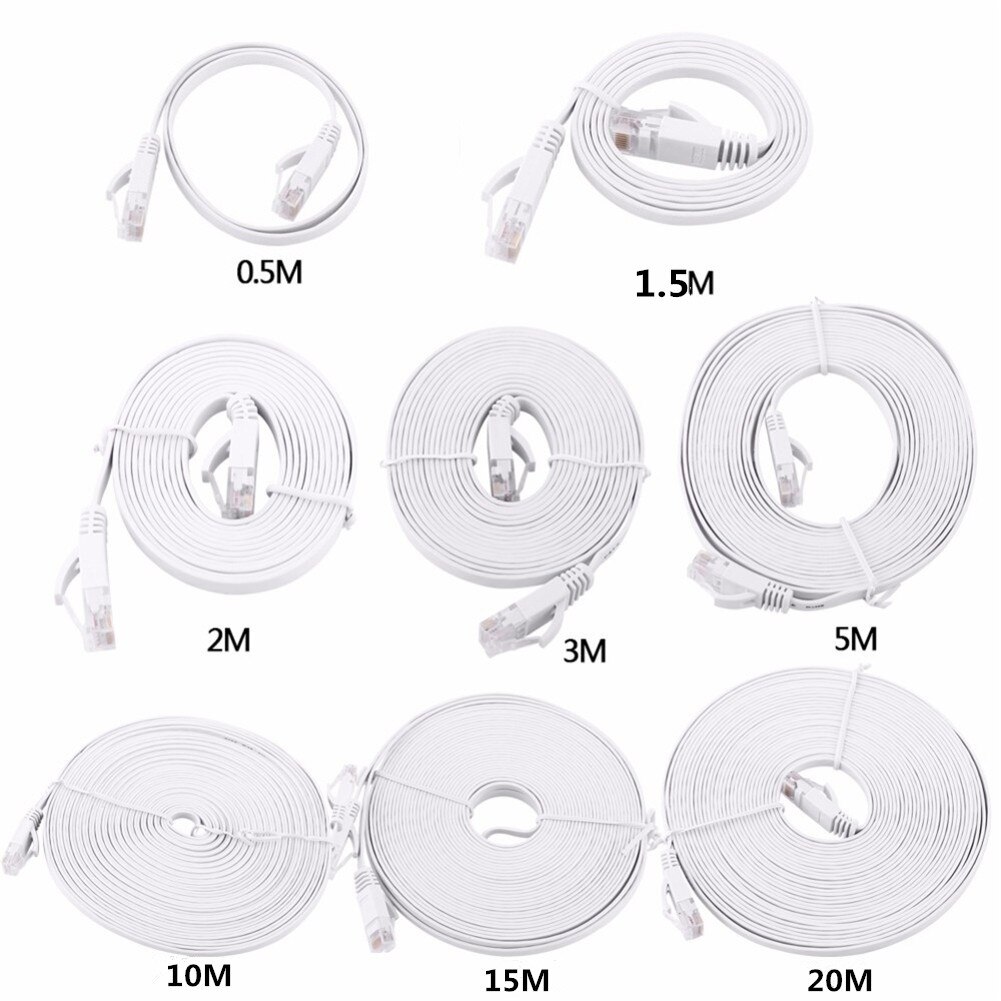 0.5m 1.5m 2m 3m 5m 10m 15m 20m Cable CAT6 Flat UTP Ethernet Network Cable RJ45 Patch LAN Cable Router Computer Cables
