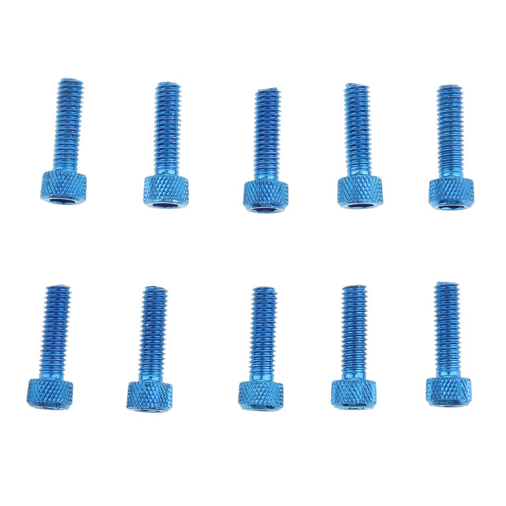 10 Uds. M6 x 20mm paso de aleación de acero hexagonal perno enchufe cabeza tapa tornillos azul