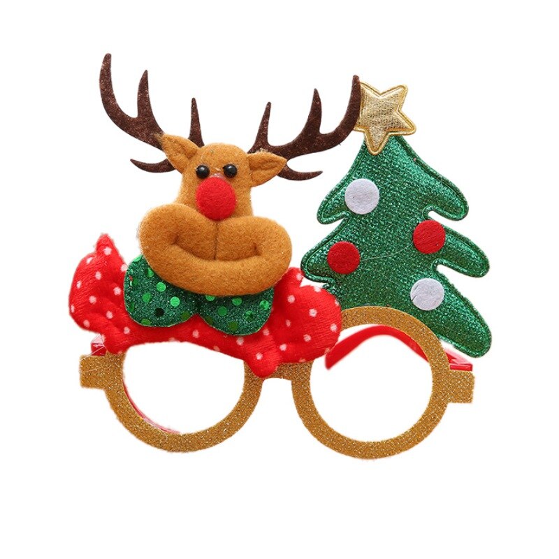Marco de gafas de Navidad con dibujos animados de renos de Santa Claus adornos para disfraces de Navidad para niños y adultos