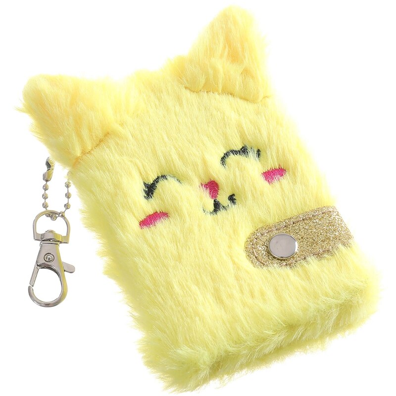 Carnet de notes en peluche chat mignon pour filles, Kawaii, pendentif, porte-clés, chats à fourrure, carnet agenda quotidien, carnet de notes, papeterie: 18