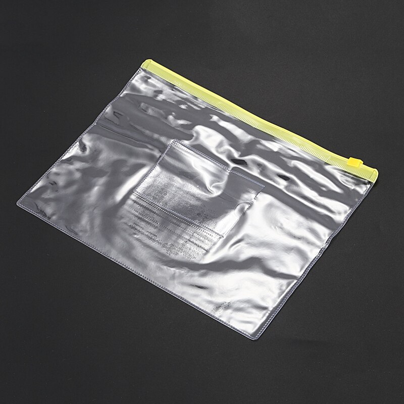 Size A5 Card Slider Zip Closure Folders PVC Folders Envelopes, 20 Pieces Transparent Yellow