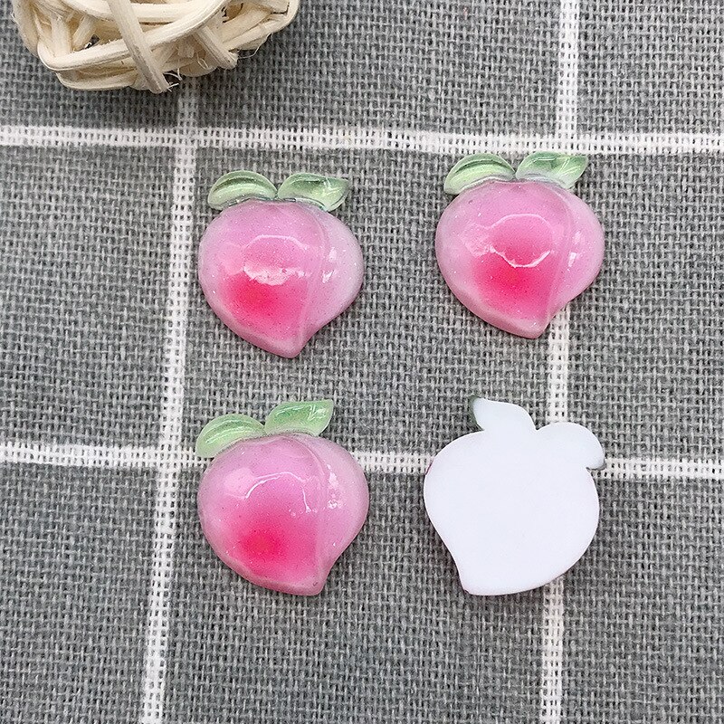 10 sztuk owoce półpłaskie kaboszony z żywicy Scrapbooking robić kokardki robić włosów centrum przypadku telefonu ozdoby Flatback DIY akcesoria: brzoskwinia