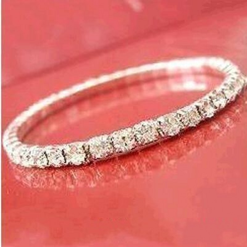 Bling Bracelets Wedding Accessories Elastic 1 Row Sliver plated Crystal Bangle Bridal Bracelet Party Jewelry