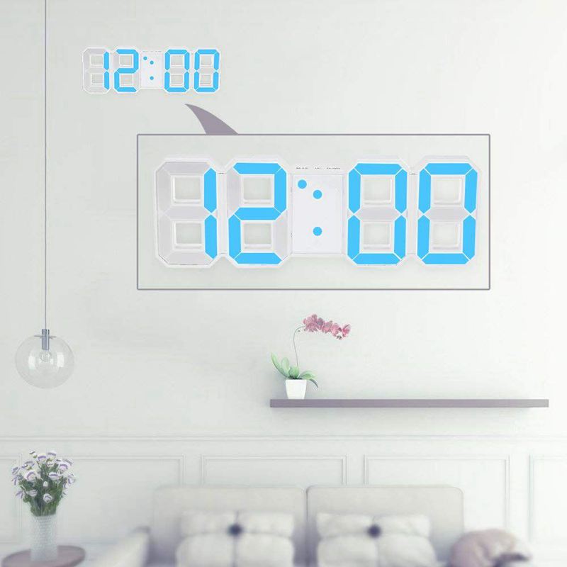 Multifunctional LED Clock Large LED Digital Wall Clock 12H / 24H Time Display with Alarm and Snooze Function Luminance Adjustabl