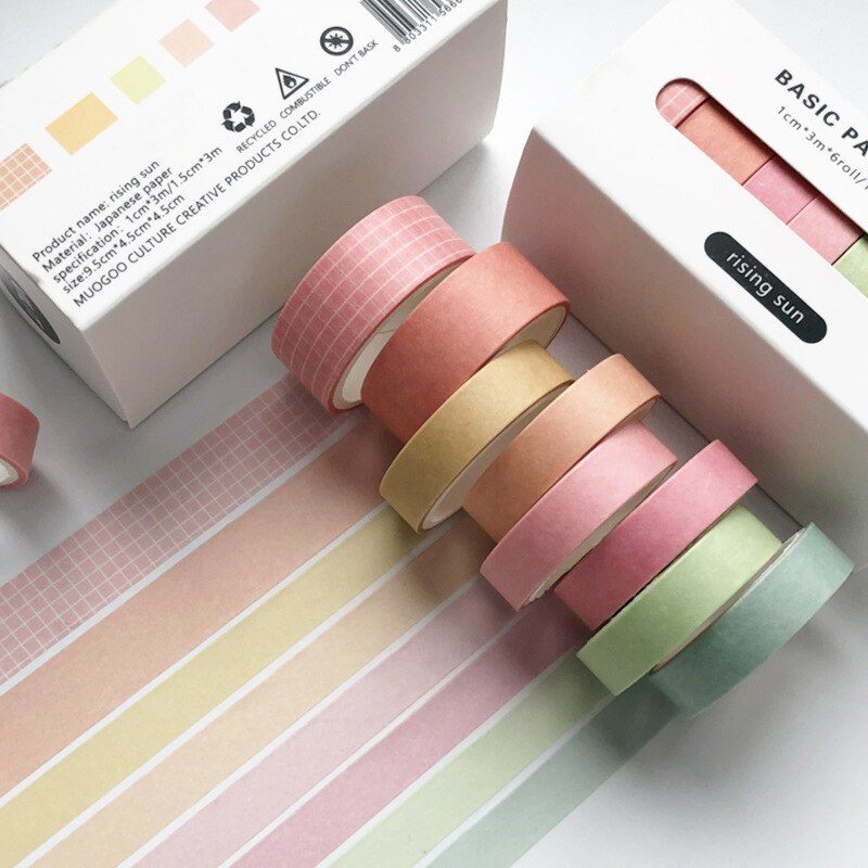 8Pcs/Set Pure Color Washi Tape Simple Stationery Washi Tape Set Lattice Masking Tape Material Escolar DIY Decoration Washi Tapes: JD-360-6