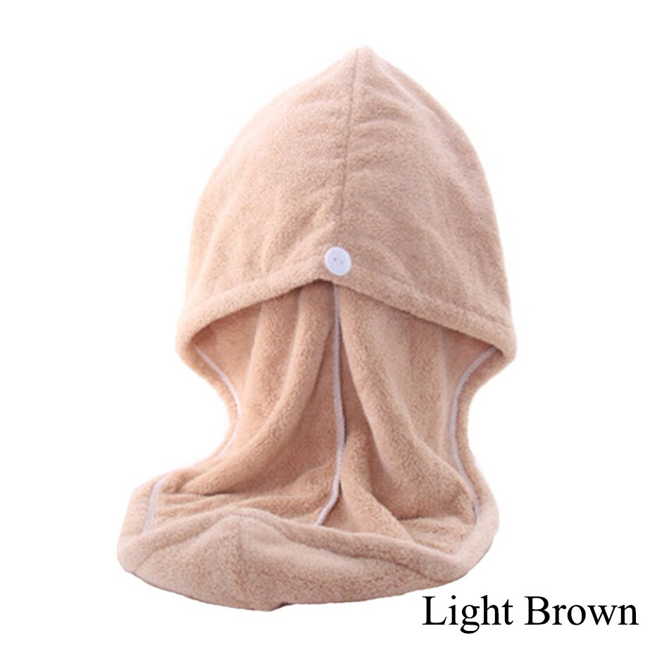 Microfiber Hair Towel Wrap for Women Girls, Quick Dry Towel for Long Curly Hair, Hair Drying Soft Towels with Button 8 Colors: Light Brown / 2pcs