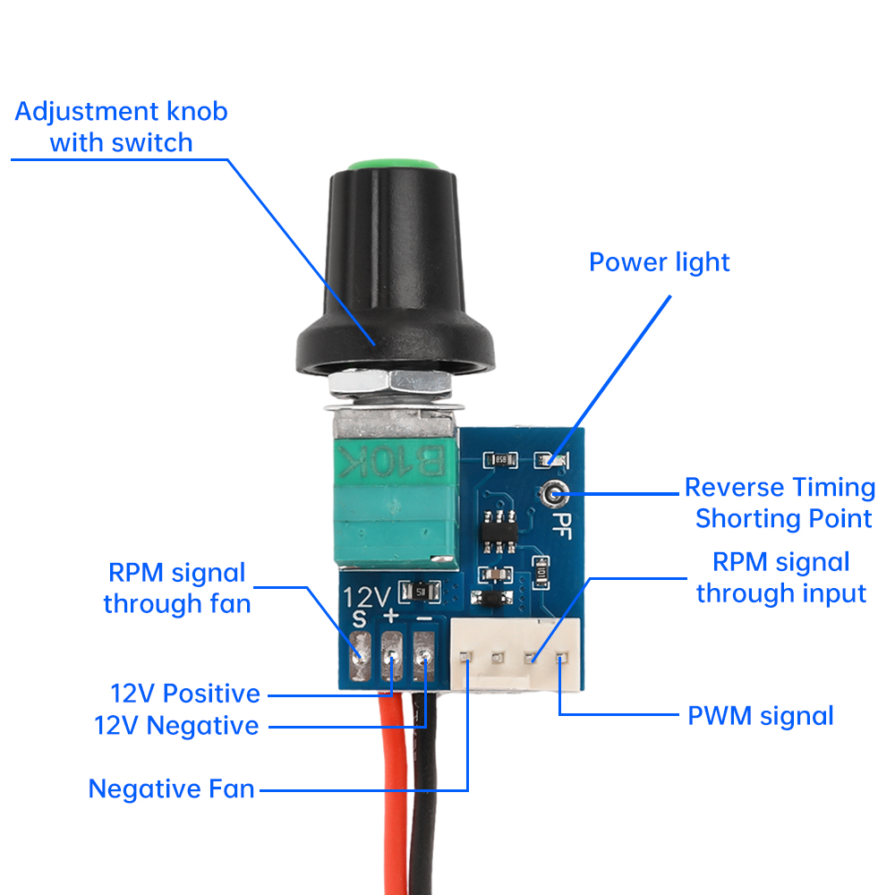 DC 12 V PWM-Geschwindigkeitsregler, Lüftergeschwindigkeitsregler, 4-Draht-Computer-Temperaturregler, Schalter für PC, CPU, Kühler, Lüfter, manueller Anschlag