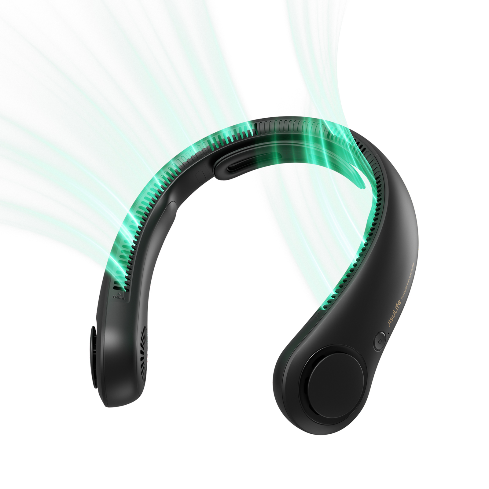 JISULIFE Ventilador de cuello portátil actualizado, batería de 5000 mAh, soporte para el cuello, ajuste de engranajes de 5 velocidades, ventilador manos libres portátil para exteriores: Negro