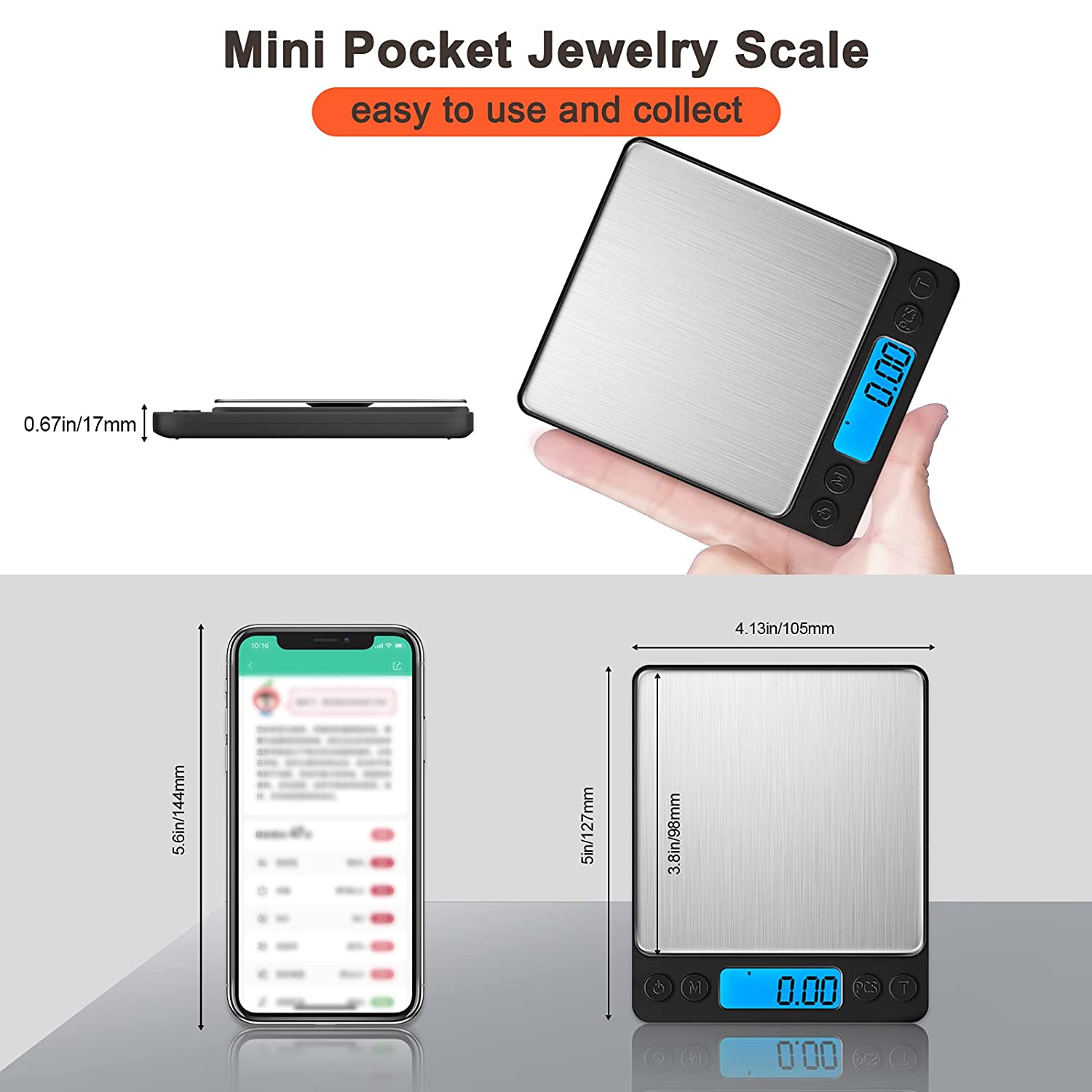 Small Digital Food Scale Ounce/OZ and Gram Scale, Kitchen Scale 3000g/0.1g High Precision for Baking, Soap Making, Jewelry