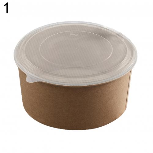 10Pcs Large Capacity Disposable Paper Bowl With Paper Lid Eco Takeaway Food Package Paper Cup Paper Lunch Box Picnic Container: 1