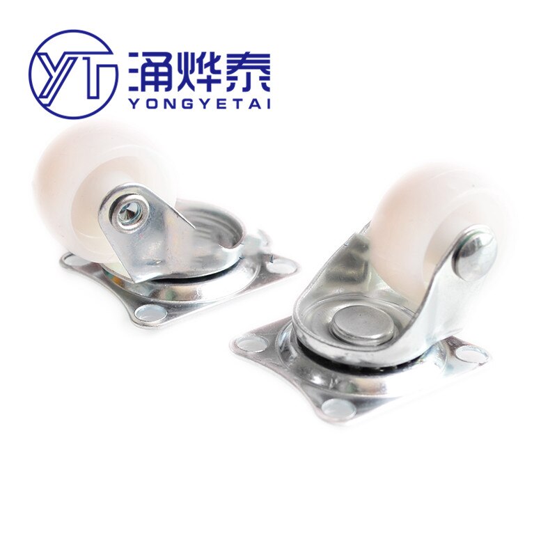 Yyt 1 tommer hvid pp bil universal hjul bundplade 4mm hullers skinne skinne bukser hardware skab fod møbel fod spor hjul