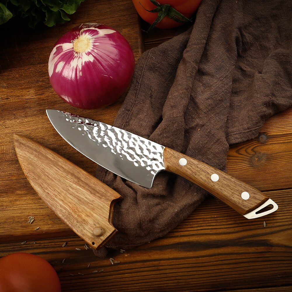 WAK Premium AUS 8 couteau de cuisine japonais en acier, damas petit couteau de Chef de cuisine avec polissage miroir avec Rosewoo
