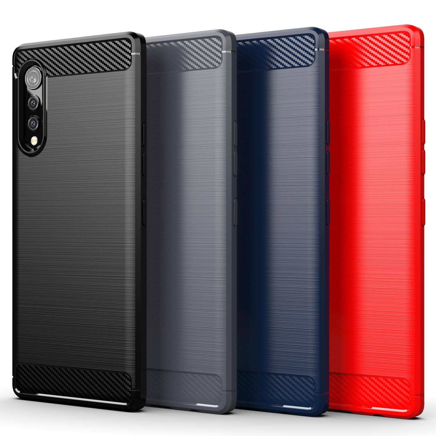 Karbonfiberdeksel til lg  v30 Plus, lg  v30s v40 v50 v50s v60 -deksel, støtdempende bakdeksel til lg fløyel stylo 5 x2 x4 x5