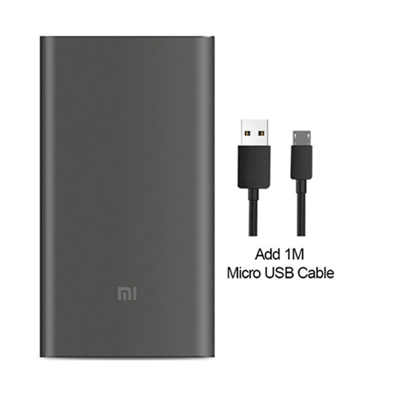 Original mi Xiaomi Power Bank 10000mAh Pro Type-C External Battery portable charging 10000mAh Two-way Quick Charge 18W Powerbank: Add Micro USB Cable