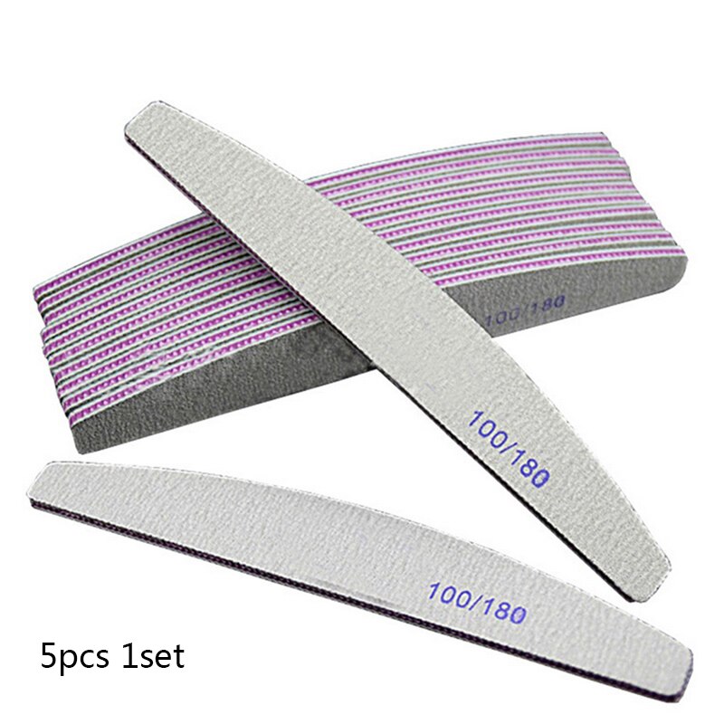 5 Stks/partij Nail Schuren Files 100/180 Buffer Blok Manicure Pedicure Tips Gel Polish Nagelvijl Professionele Nail Art Tool: 5pcs 1set