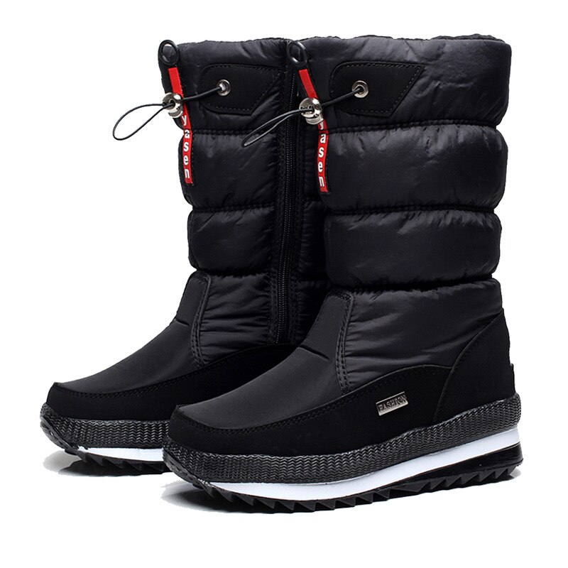 Women Snow Boots Platform Winter Boots Thick Plush Waterproof Non-slip Boots Women Winter Shoes Warm Fur Botas mujer: black / 41