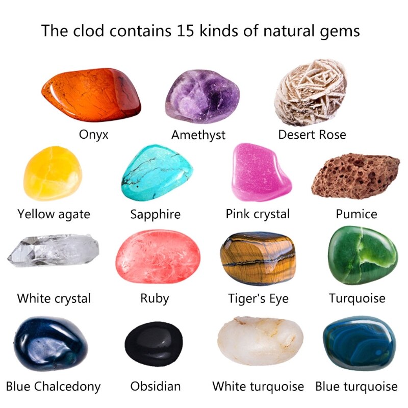 Mining Unique Gemstone Gem Dig Kit STEM Educational DIY Toys Science Kit Dig Up 15 Unique Real Gemstone