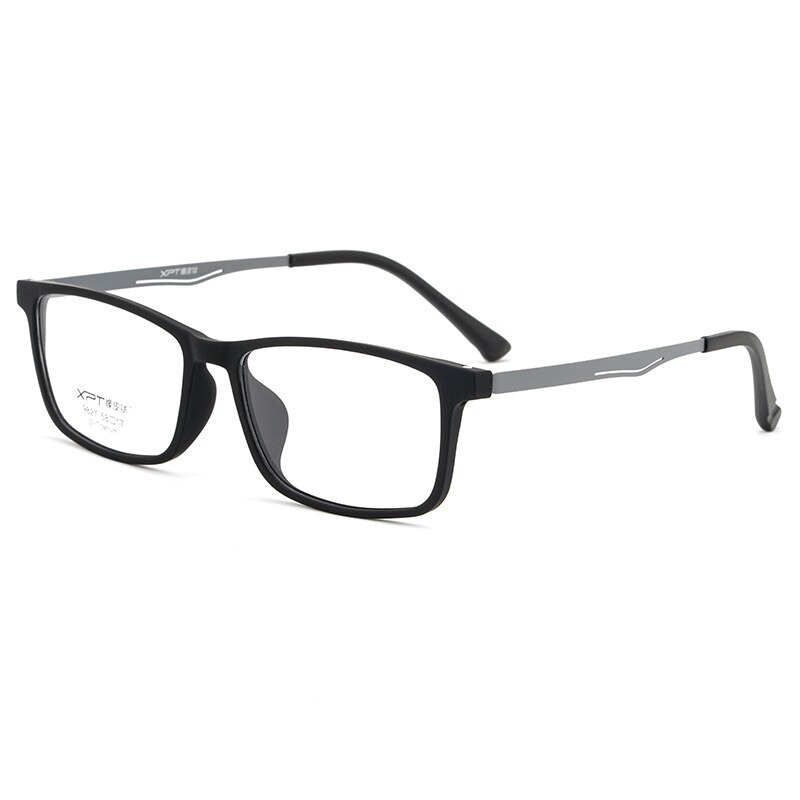 Ren titanium brillestel nærsynethed briller herre ultralette og komfortable fuld stel stort stel optisk brille stel 9827: Sort grå