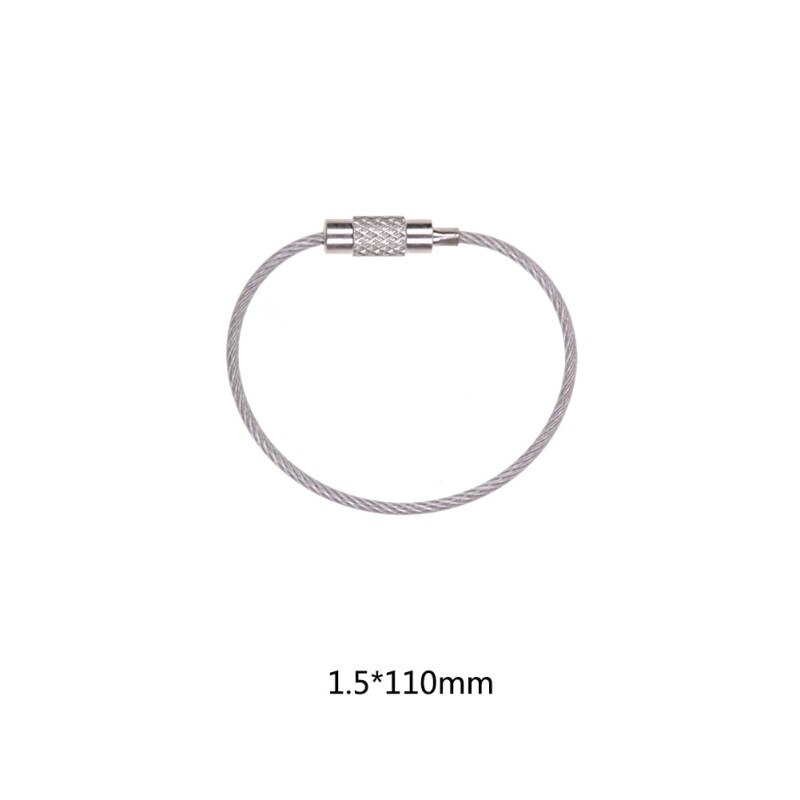 Avaimenperä tarra köysi ruostumaton teräslanka kaapeli silmukka ruuvi lukko gadget rengas avainrengas avainrengas ympyrä leirin ripustustyökalu: 3.9cm