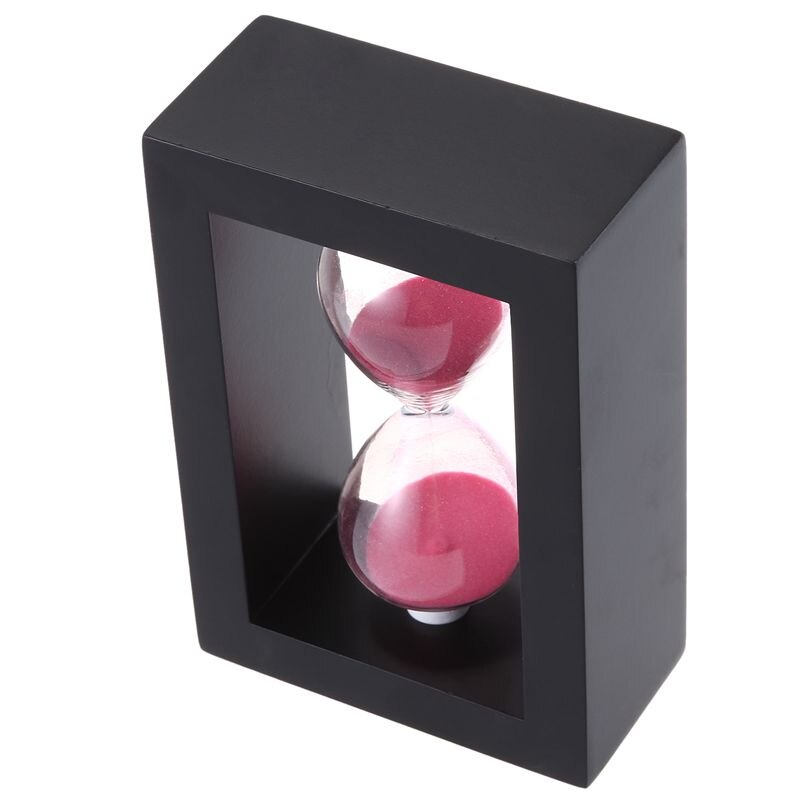 Wooden Frame 30 Minutes Hourglass Sand Timer Black Frame Pink Sand