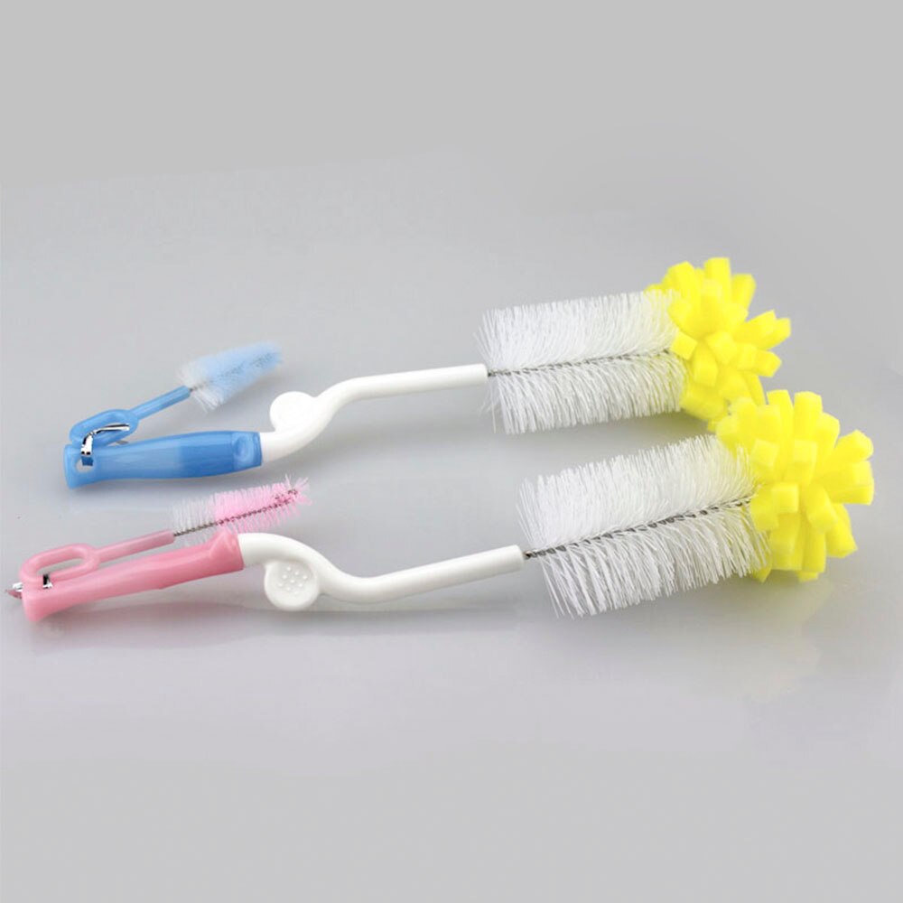 2pcs/set Baby Bottle Brushes Nipple Brushes Spout Tube Teat Sponge Baby Feeding Bottle Cleaning Brush Set Cup Brush